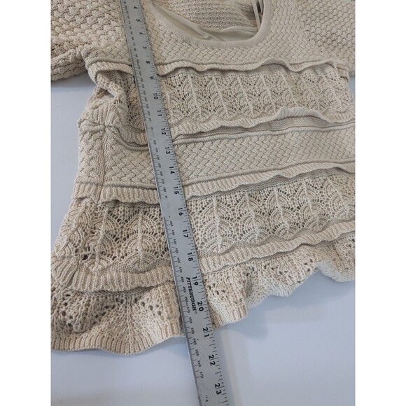 Boston Proper Cotton Crochet Puff Sleeve Women’s Sweater Top Boho Sweet Size Sm - Picture 8 of 10